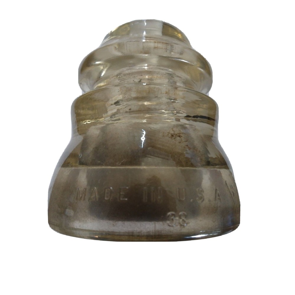 Vintage "WHITALL 45"  CD-155 glass insulator, clear, Pre-Drilled 3/8 hole in top
